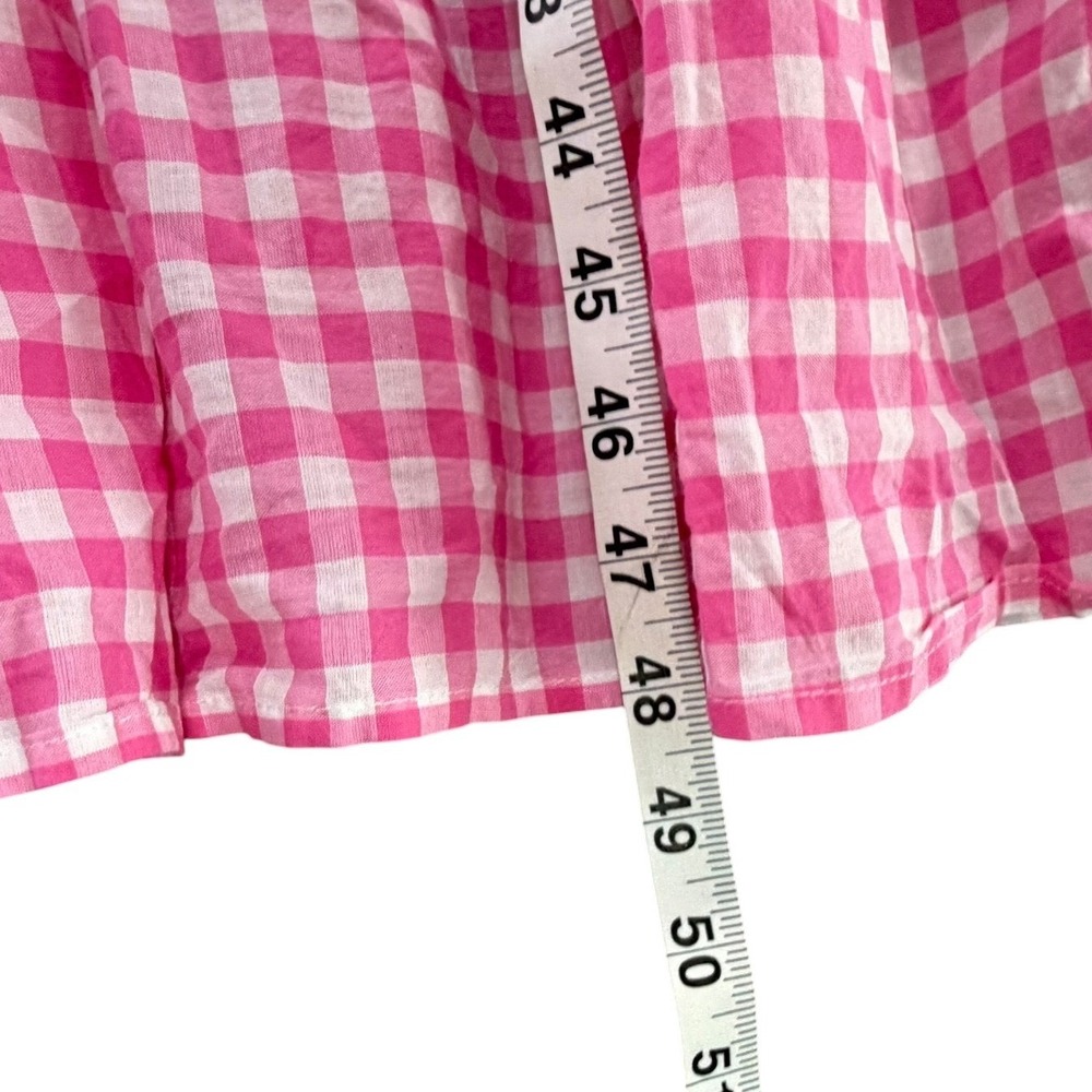 Chaps Gingham Check Tiered Ruffle Midi Dress Small Pink Cotton Cottage Prairie - Picture 9 of 12